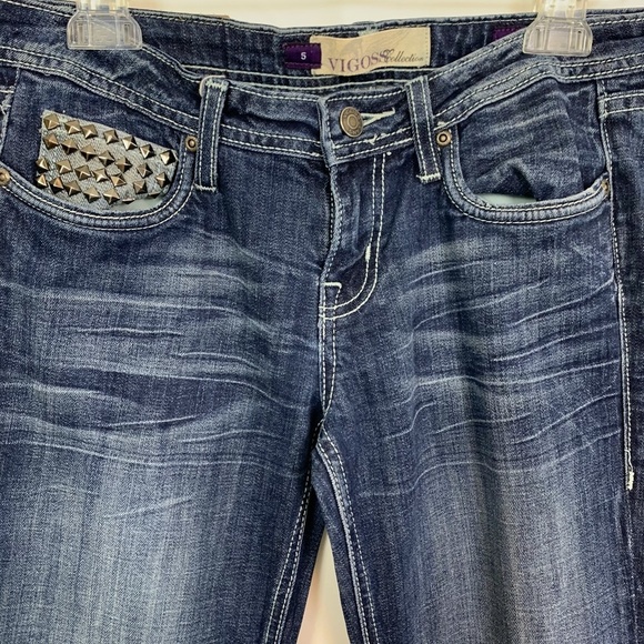 VIGOSS BOOT CUT Studded Distressed Stretch Jeans 5 - Picture 6 of 16